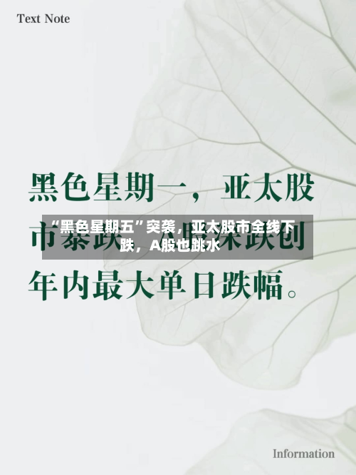 “黑色星期五”突袭	，亚太股市全线下跌，A股也跳水-第2张图片