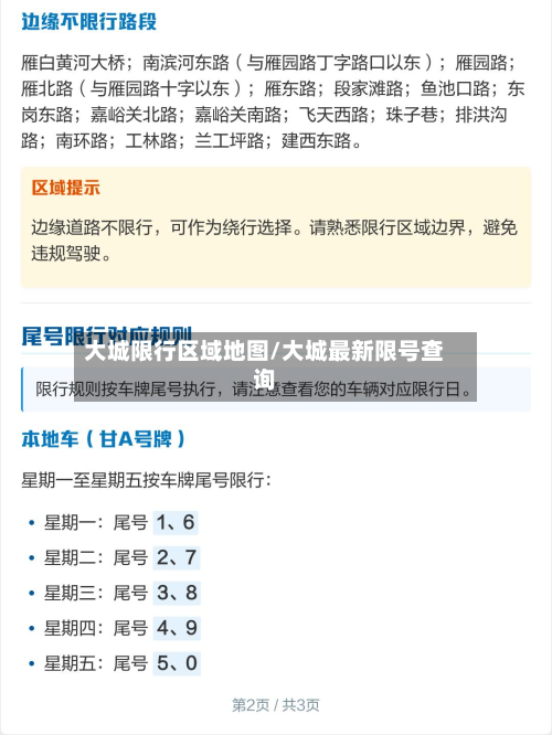 大城限行区域地图/大城最新限号查询-第2张图片