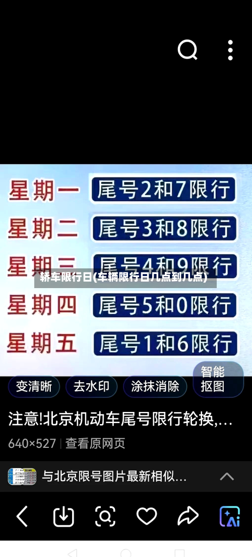 轿车限行日(车辆限行日几点到几点)