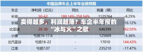 卖得越多，利润越薄？车企半年报的“冰与火”之歌