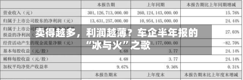 卖得越多，利润越薄？车企半年报的“冰与火	”之歌-第2张图片