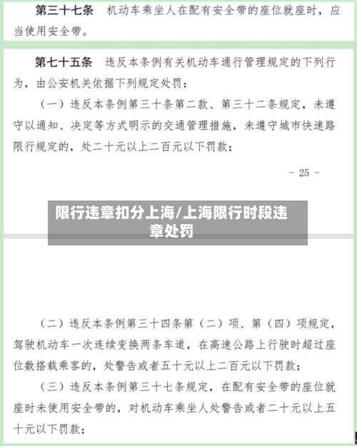 限行违章扣分上海/上海限行时段违章处罚