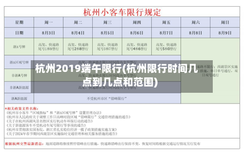 杭州2019端午限行(杭州限行时间几点到几点和范围)