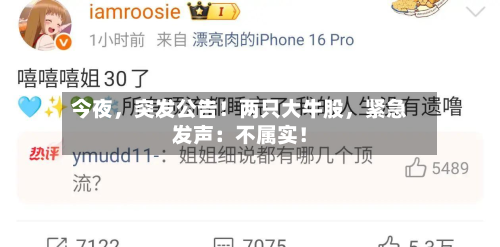 今夜，突发公告！两只大牛股	，紧急发声：不属实！-第2张图片